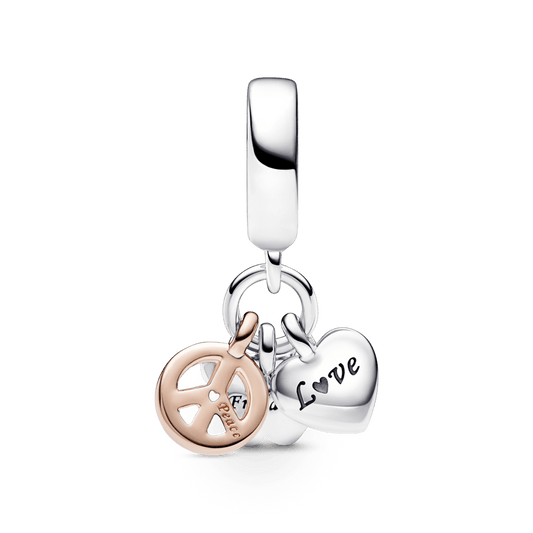 Corazón arcoíris, mariposa y paz de dos tonos A15