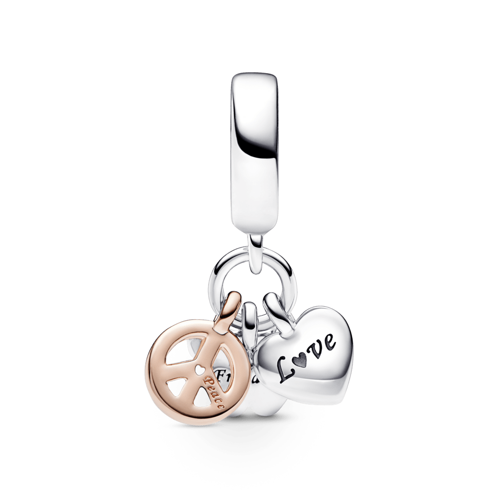 Corazón arcoíris, mariposa y paz de dos tonos A15