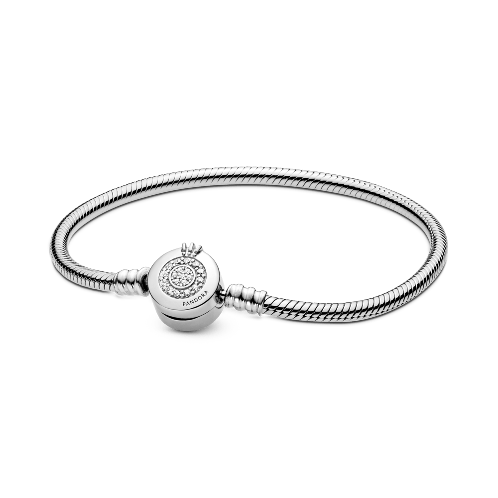 Brazalete Pandora Moments cadena de serpiente Corona O resplandeciente