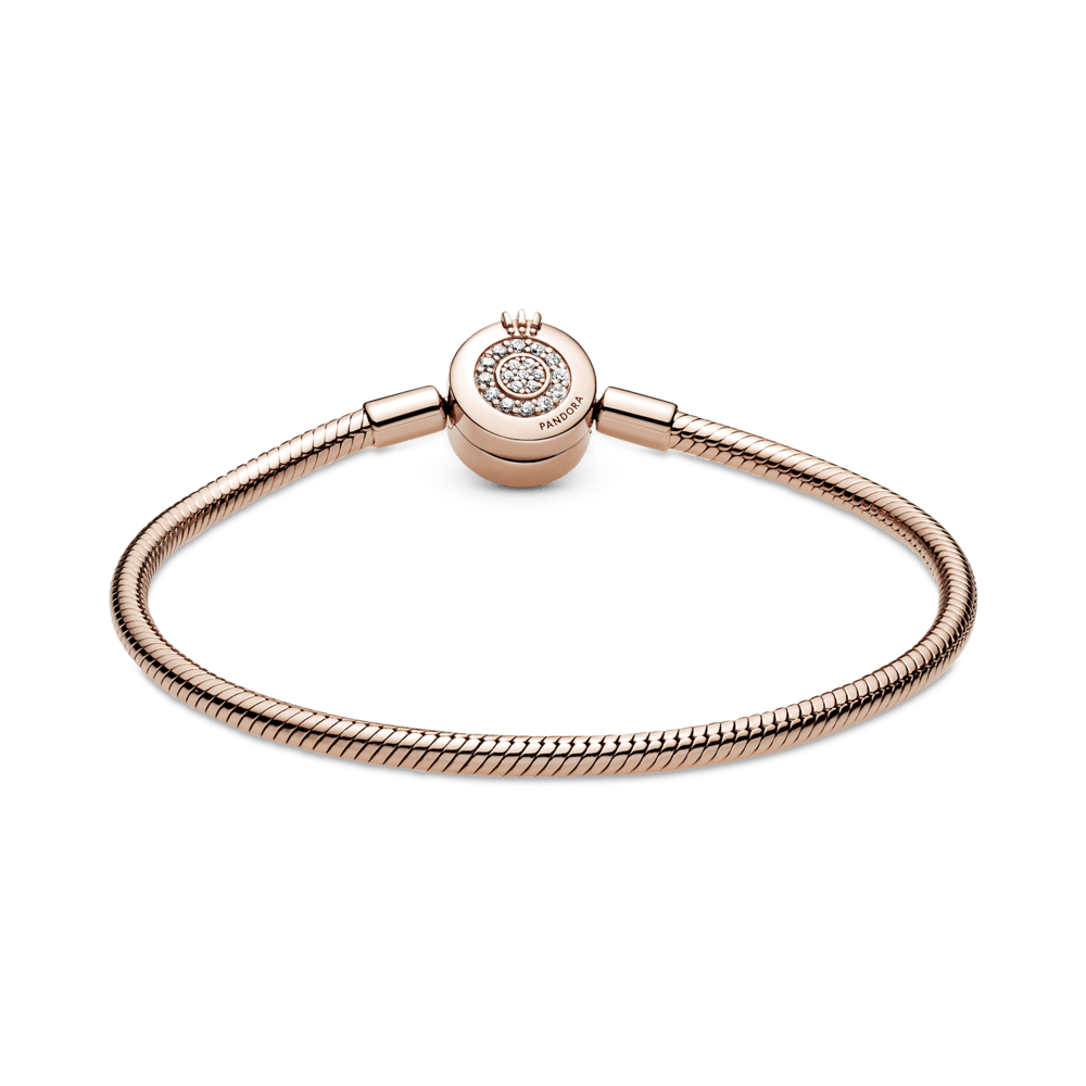 Brazalete Pandora Moments cadena de serpiente Corona O resplandeciente en Recubrimiento en Oro Rosa